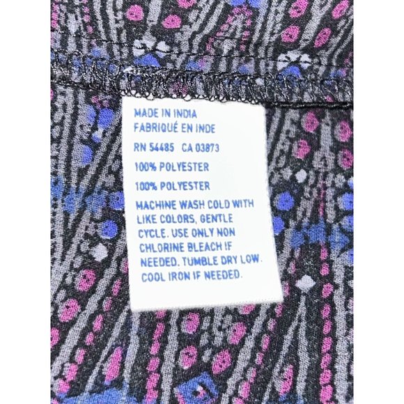 AMERICAN EAGLE Sz MEDIUM Poly Chiffon Peasant Blouse Tunic Blue Pink EUC - Picture 9 of 10